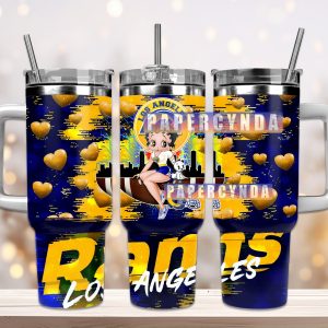 Los Angeles Rams Custom Stanley Quencher 40oz Stainless Steel Tumbler With Handle