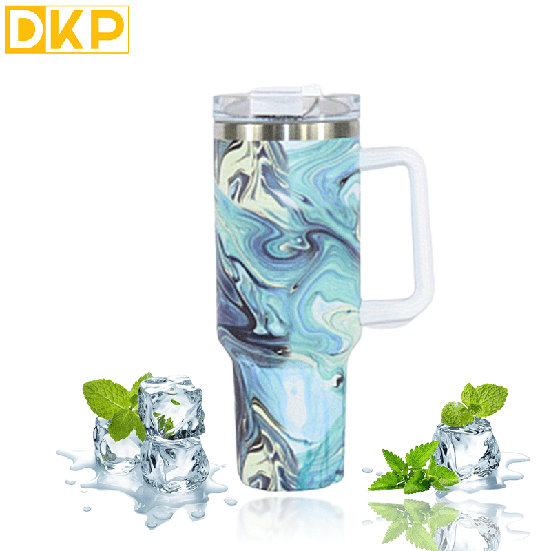 Marble Custom Stanley Quencher 40oz Stainless Steel Tumbler With Handle