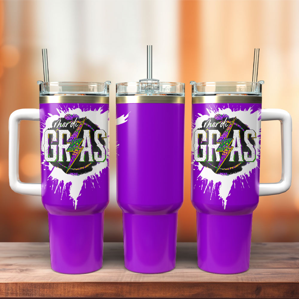 Mardi Gras Carnival Festival Custom Stanley Quencher 40oz Stainless Steel Tumbler With Handle