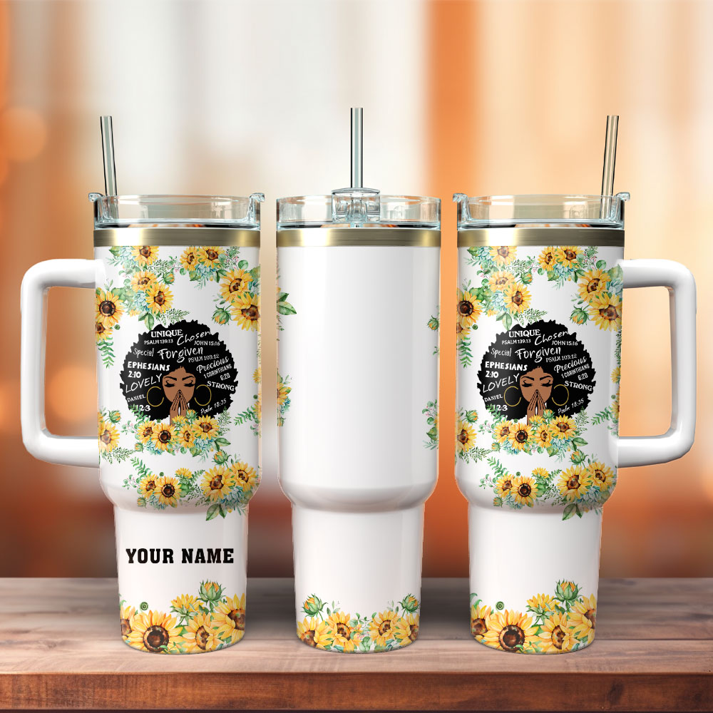 Melanin Queen Artwork Custom Stanley Quencher 40oz Stainless Steel Tumbler With Handle
