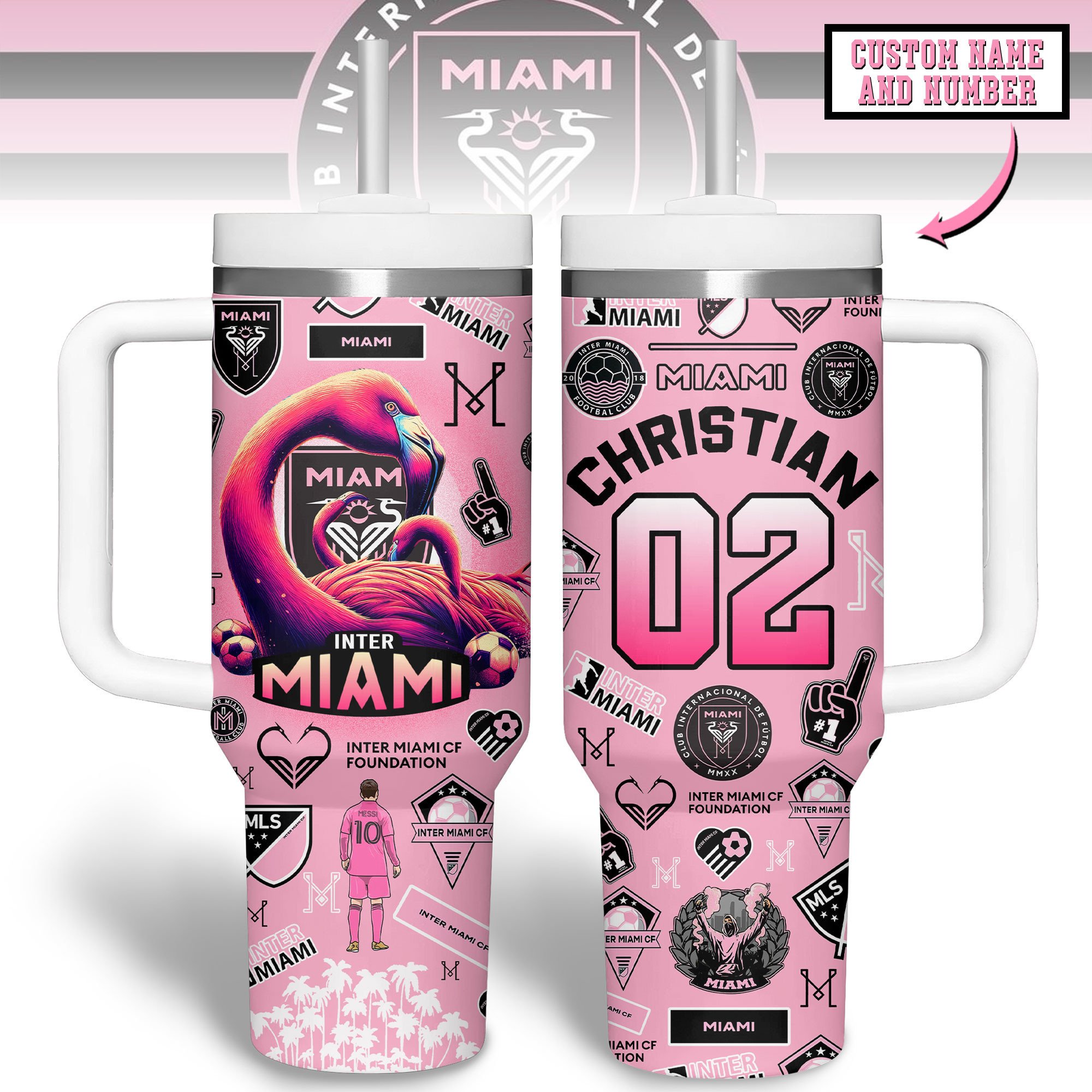 Messi Soccer Custom Stanley Quencher 40oz Stainless Steel Tumbler With Handle