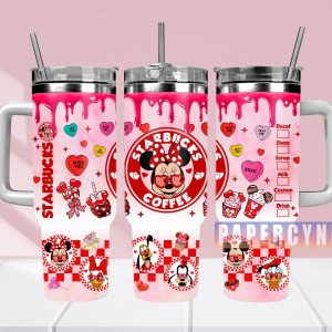 Minnie The Mouse Custom Stanley Quencher 40oz Stainless Steel Tumbler With Handle