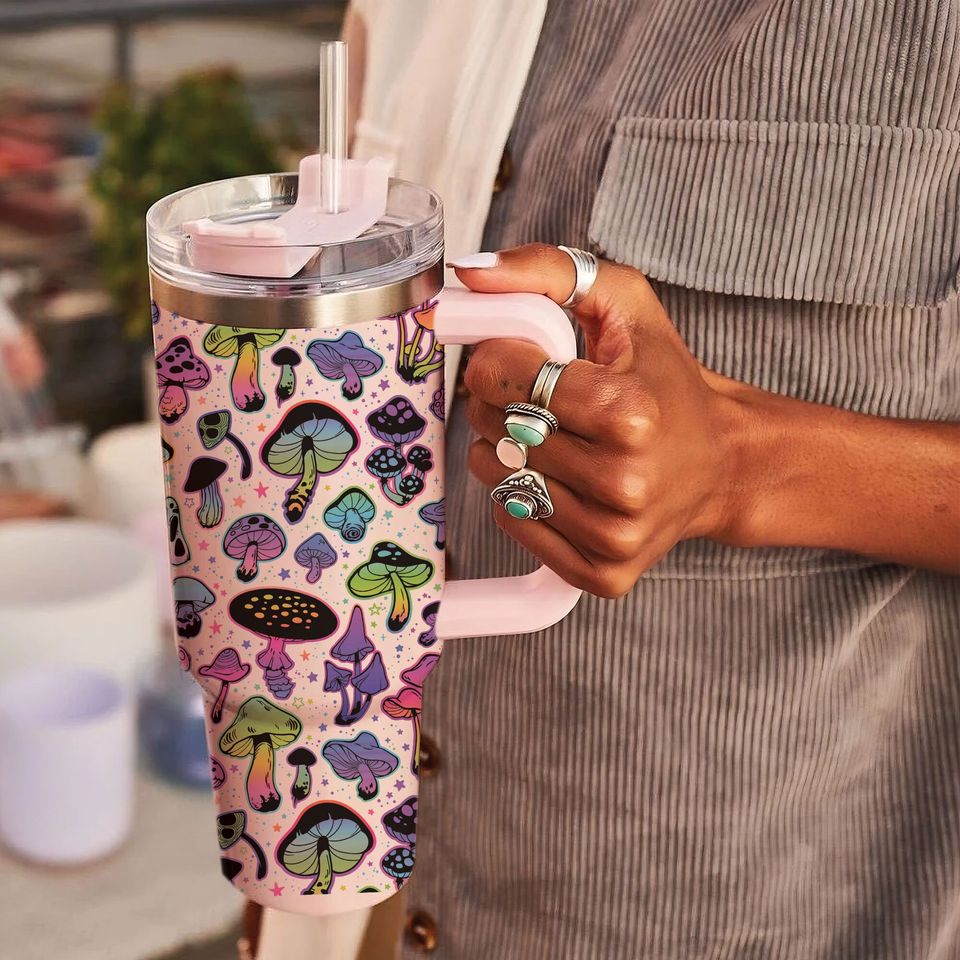 Mushroom Custom Stanley Quencher 40oz Stainless Steel Tumbler