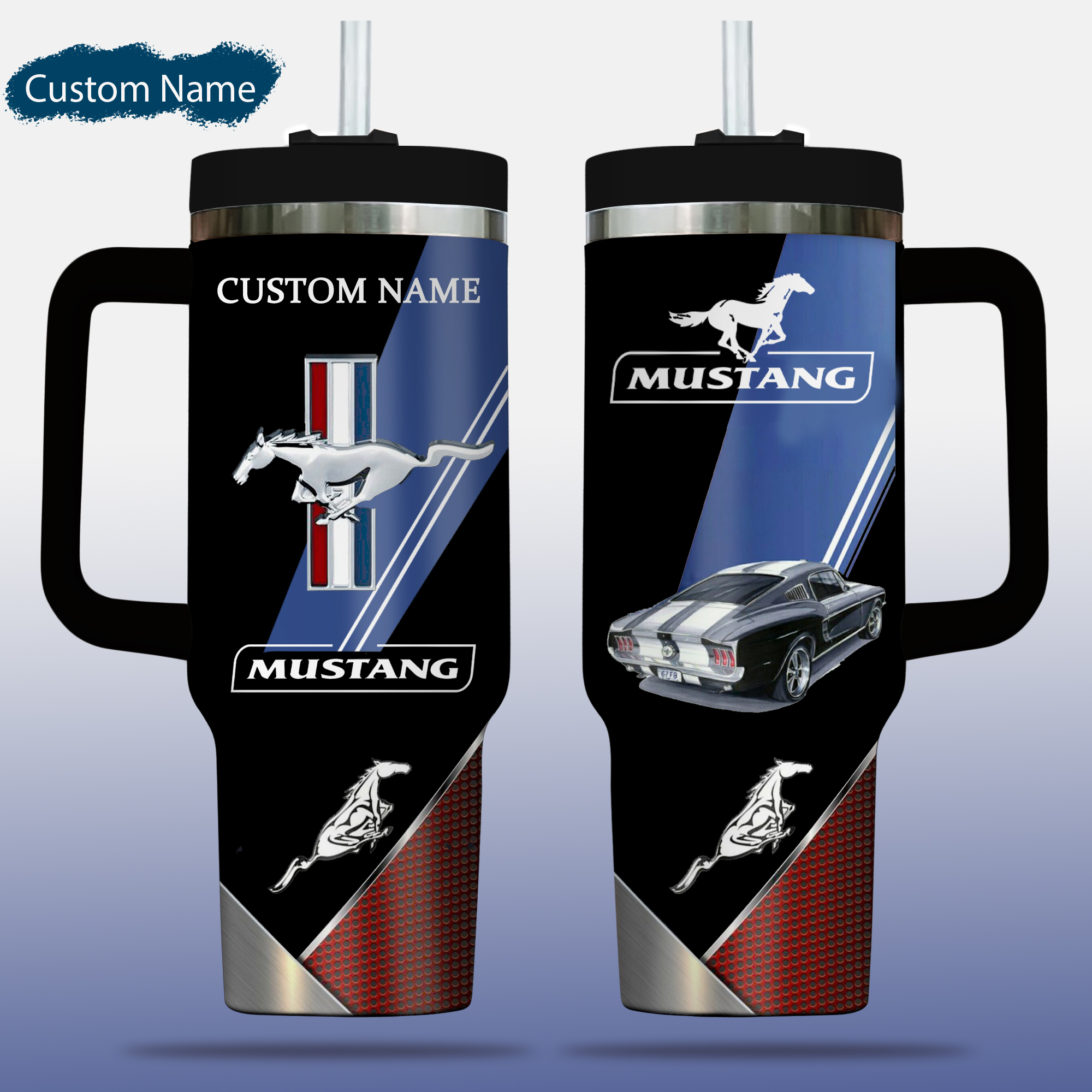 Mustang Car Custom Stanley Quencher 40oz Stainless Steel Tumbler