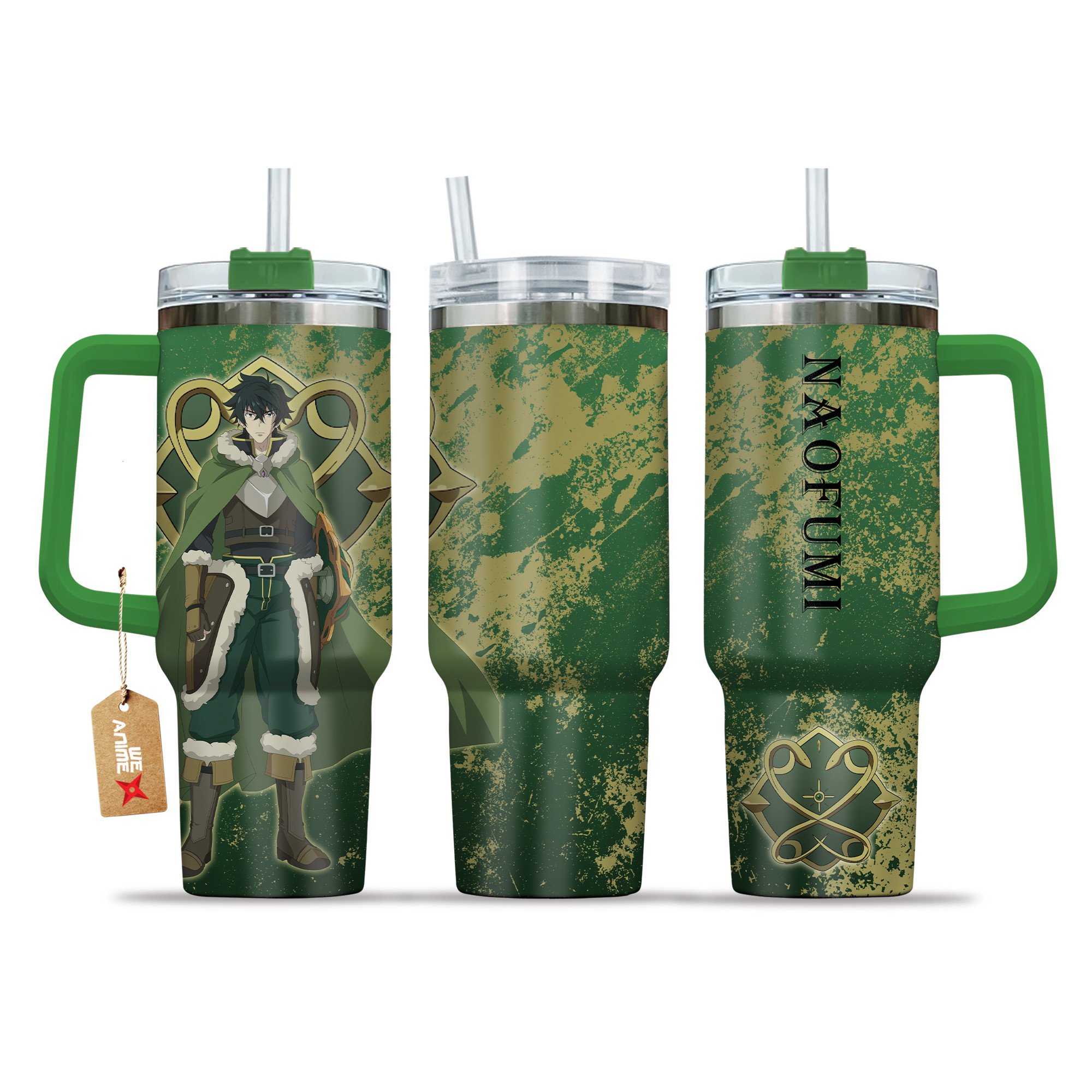 Naofumi Iwatani Chimera Shield The Rising of the Shield Hero Anime Custom Stanley Quencher 40oz Stainless Steel Tumbler With Handle