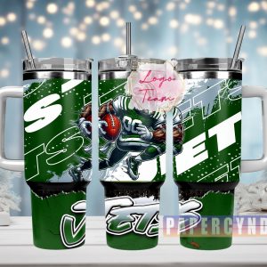 New York Jets Custom Stanley Quencher 40oz Stainless Steel Tumbler With Handle