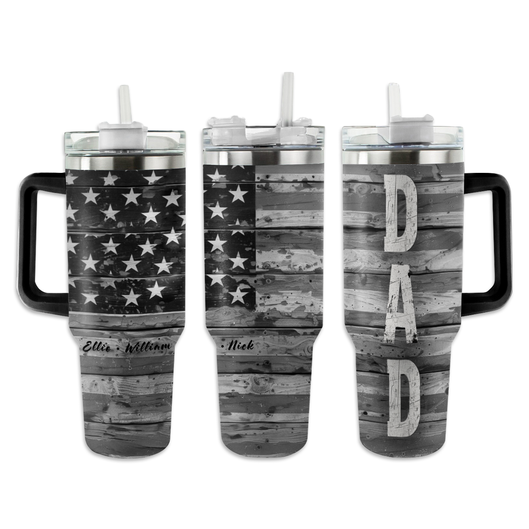 Patriot Dad Custom Stanley Quencher 40oz Stainless Steel Tumbler With Handle