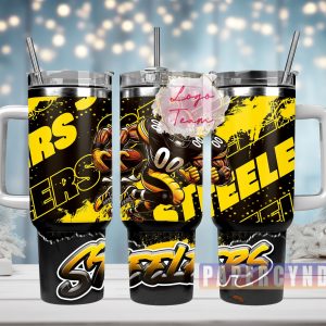 Pittsburgh Steelers Custom Stanley Quencher 40oz Stainless Steel Tumbler With Handle
