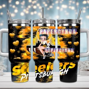 Pittsburgh Steelers Custom Stanley Quencher 40oz Stainless Steel Tumbler With Handle