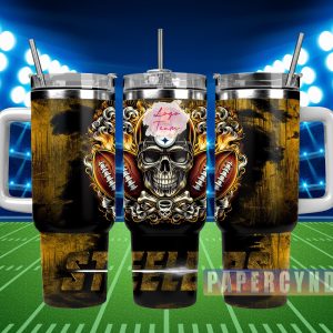 Pittsburgh Steelers Custom Stanley Quencher 40oz Stainless Steel Tumbler With Handle
