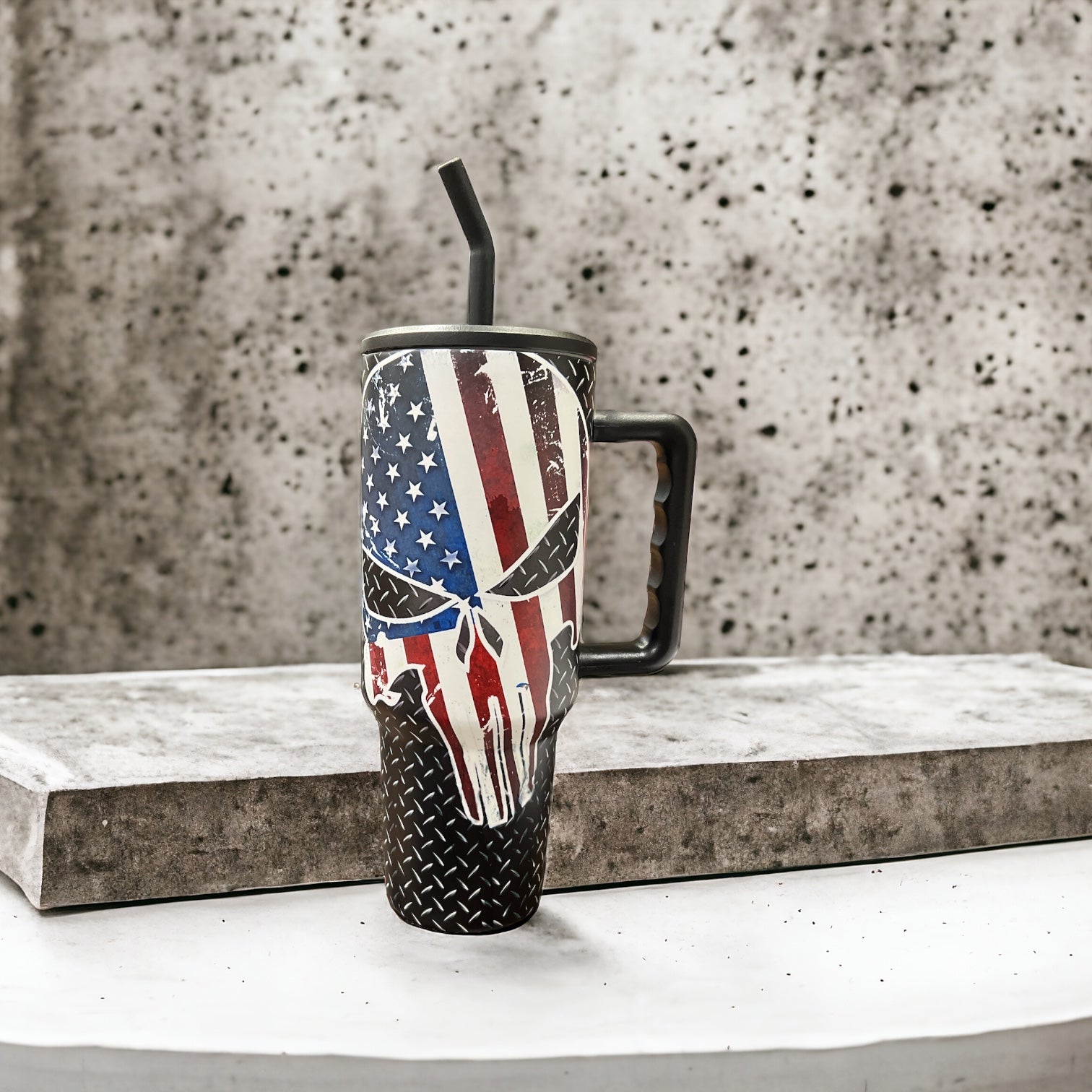 Punisher Skull Custom Stanley Quencher 40oz Stainless Steel Tumbler