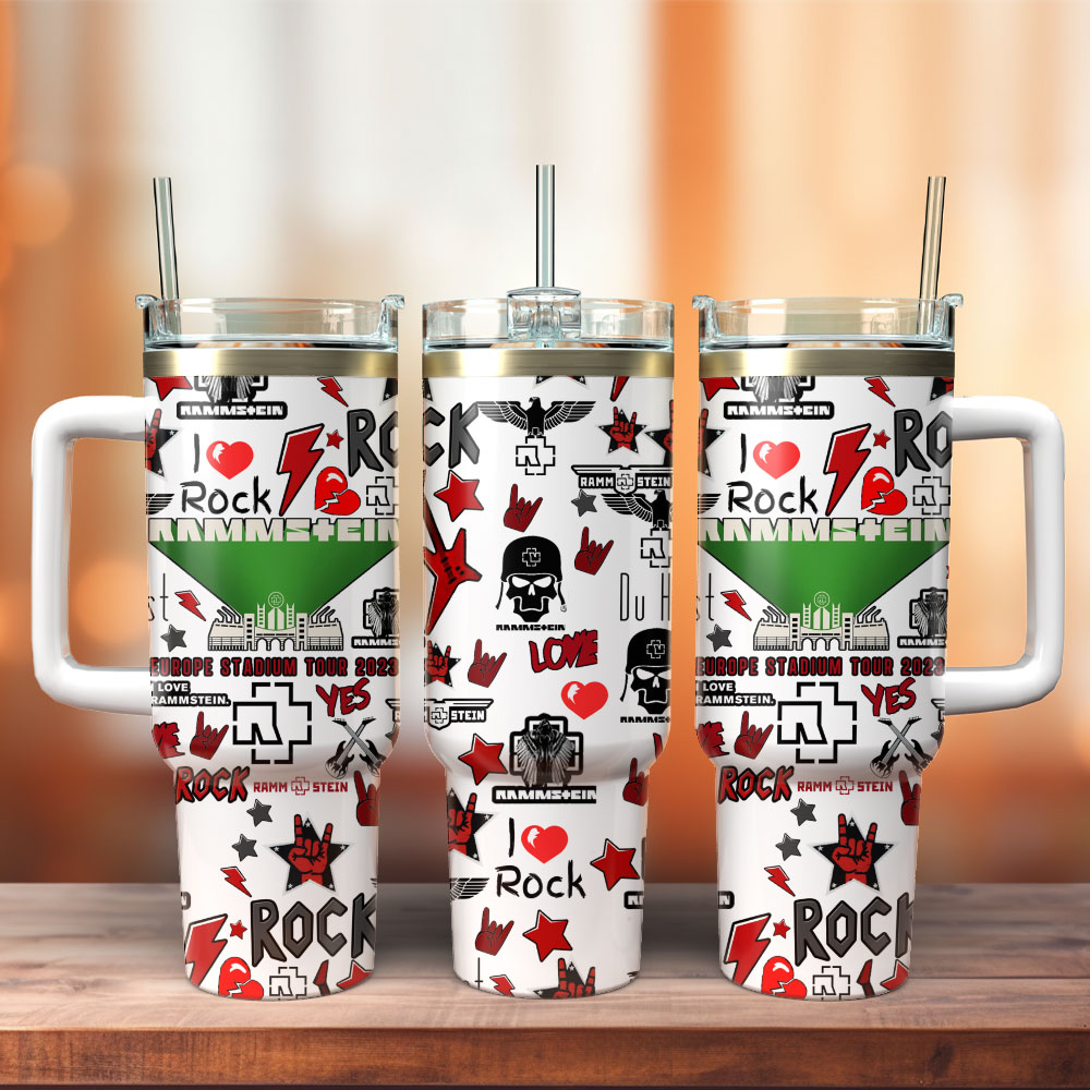 Rammstein Rock Band Custom Stanley Quencher 40oz Stainless Steel Tumbler With Handle