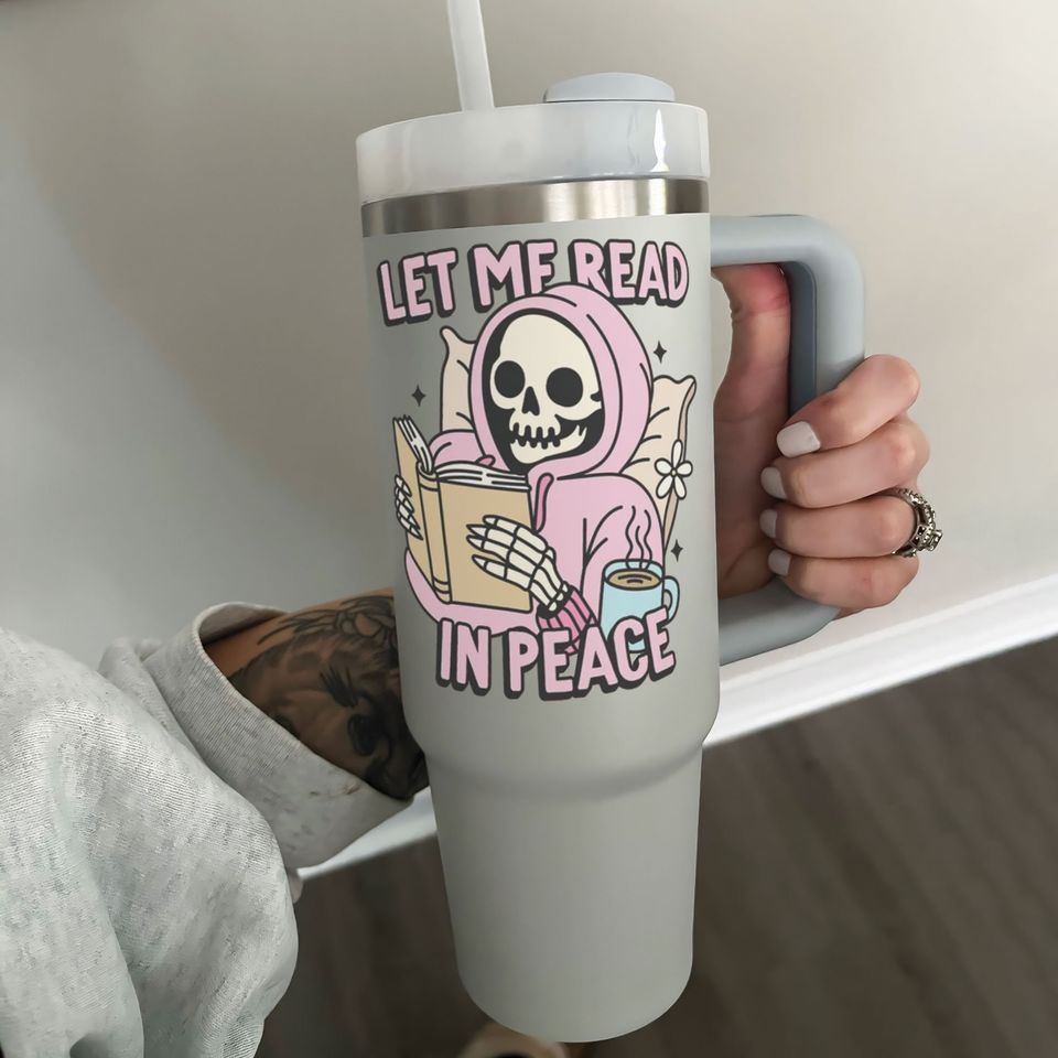Read In Peace Custom Stanley Quencher 40oz Stainless Steel Tumbler