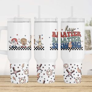 Retro Baseball Custom Stanley Quencher 40oz Stainless Steel Tumbler With Handle