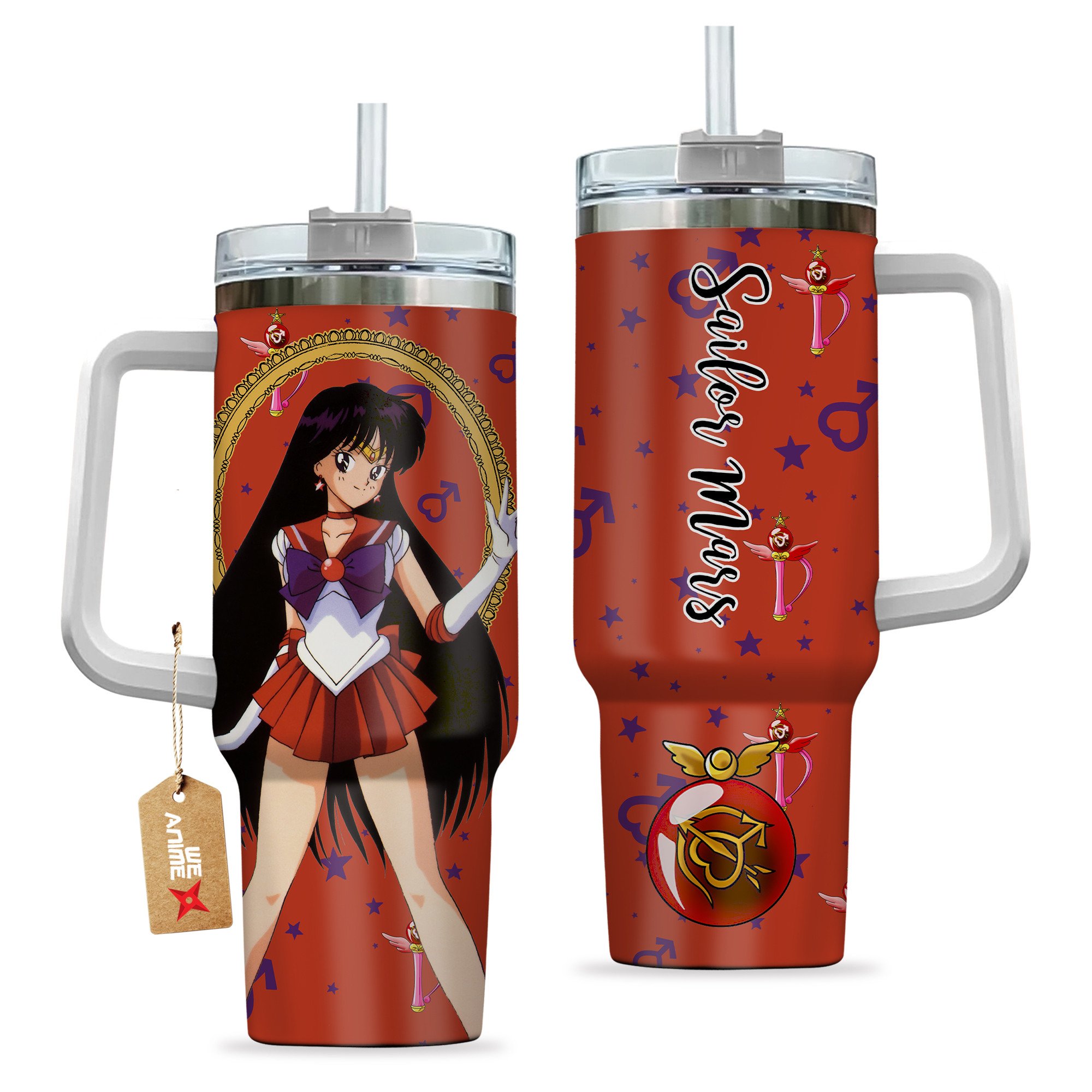 Sailor Mars Sailor Moon Anime Custom Stanley Quencher 40oz Stainless Steel Tumbler With Handle