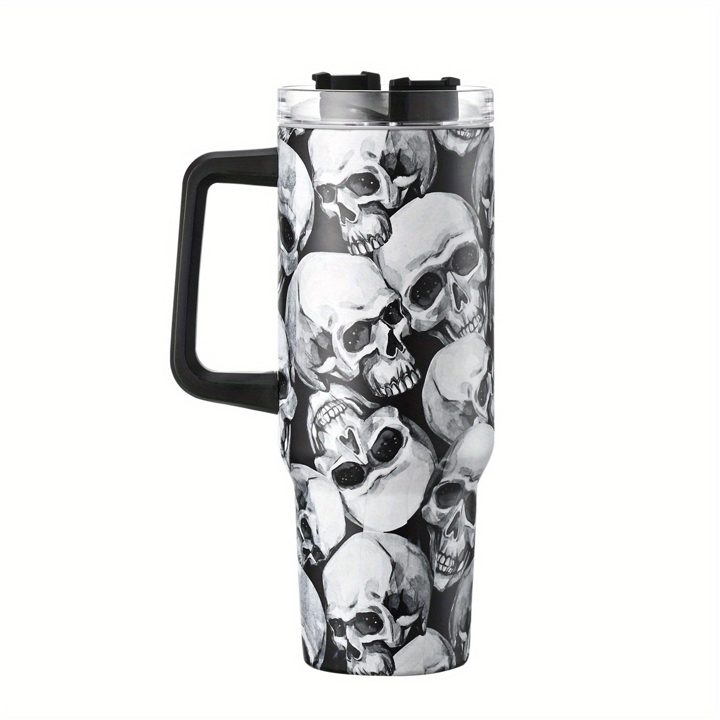 Skull Custom Stanley Quencher 40oz Stainless Steel Tumbler With Handle