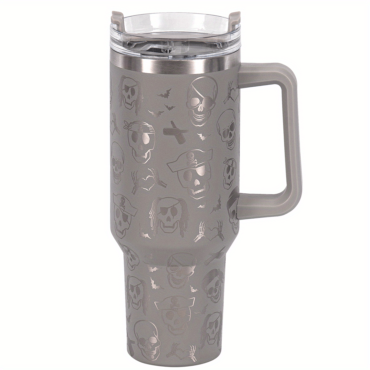 Skull Design Custom Stanley Quencher 40oz Stainless Steel Tumbler With Handle