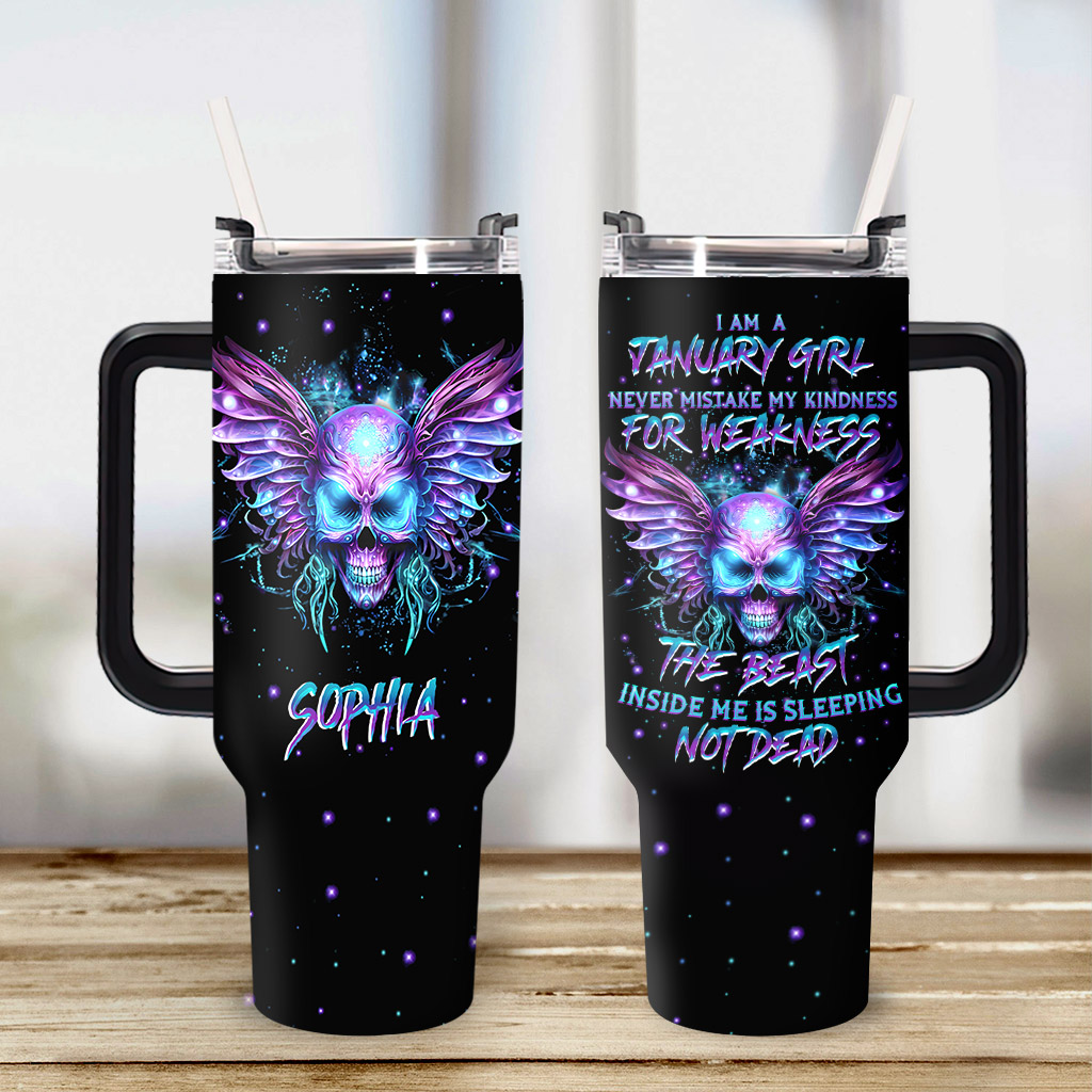 Skull Girl Custom Stanley Quencher 40oz Stainless Steel Tumbler