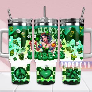 Snow White Custom Stanley Quencher 40oz Stainless Steel Tumbler With Handle