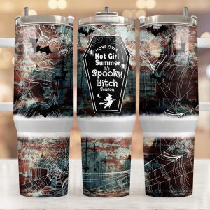 Spooky Spiderweb Custom Stanley Quencher 40oz Stainless Steel Tumbler With Handle