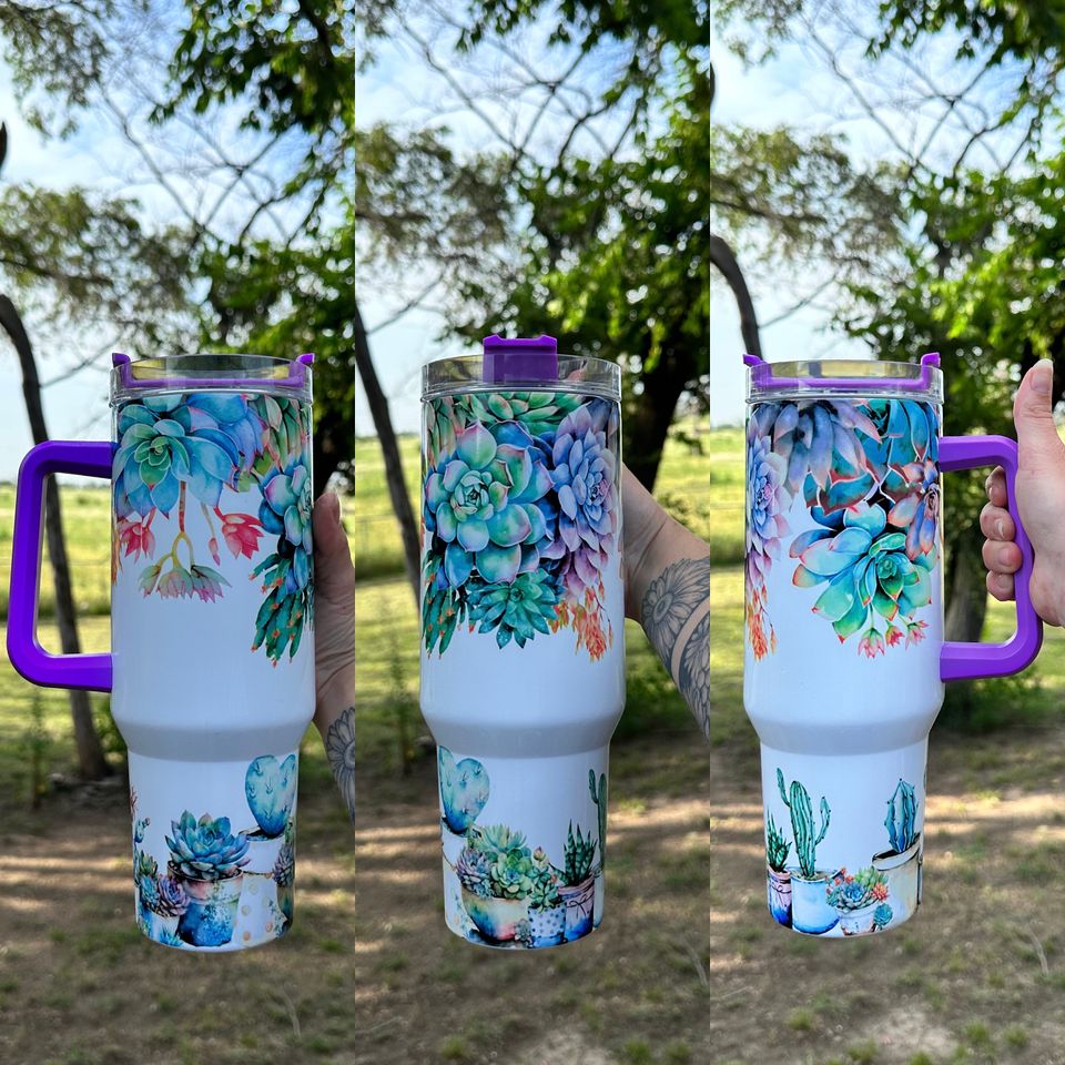 Succulent Custom Stanley Quencher 40oz Stainless Steel Tumbler
