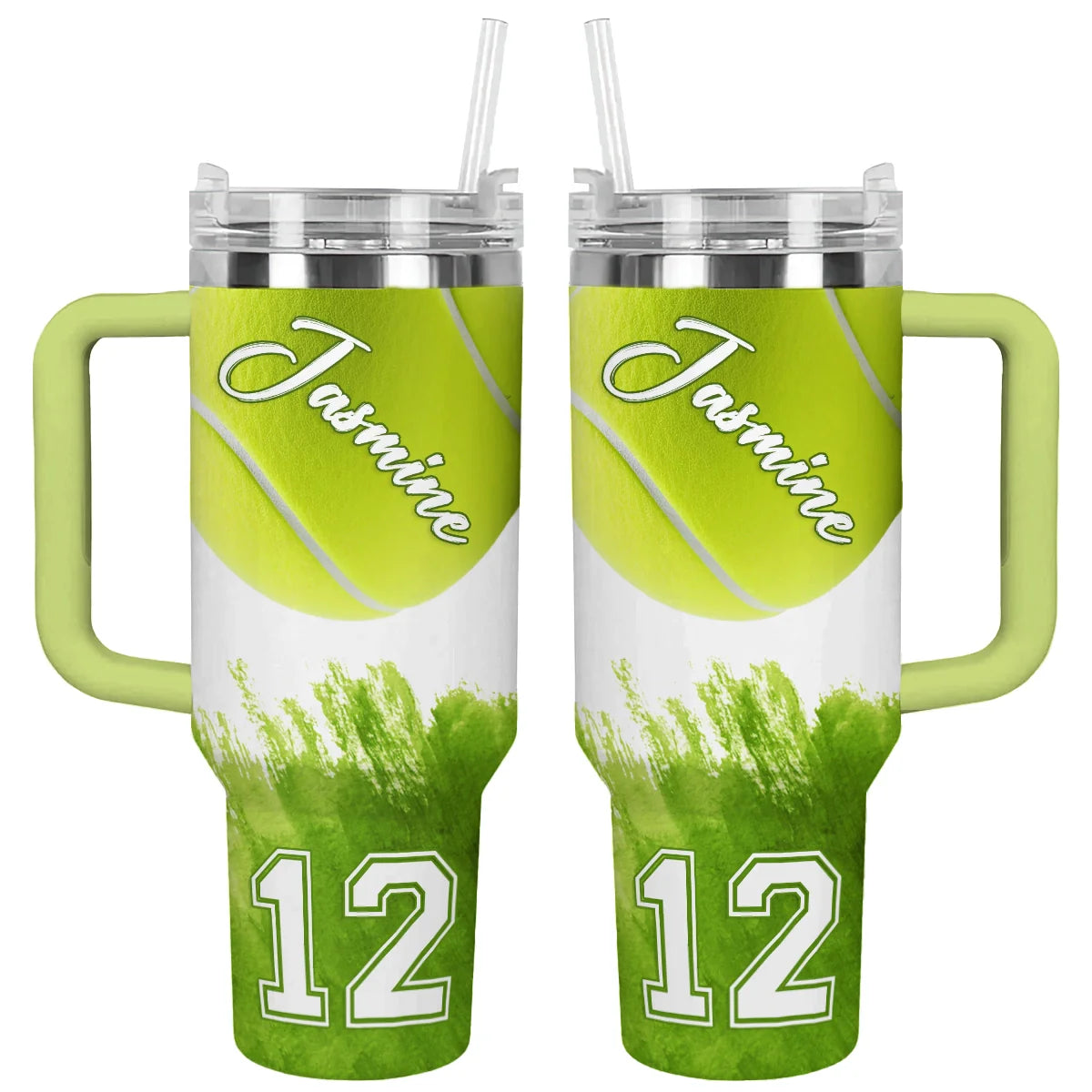 Tennis Custom Stanley Quencher 40oz Stainless Steel Tumbler With Handle