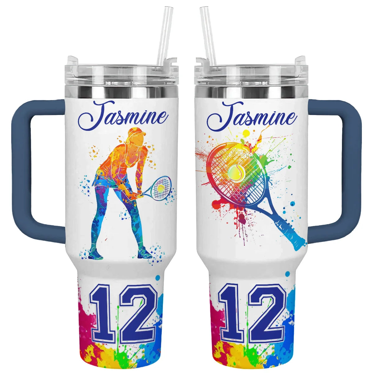 Tennis Custom Stanley Quencher 40oz Stainless Steel Tumbler With Handle
