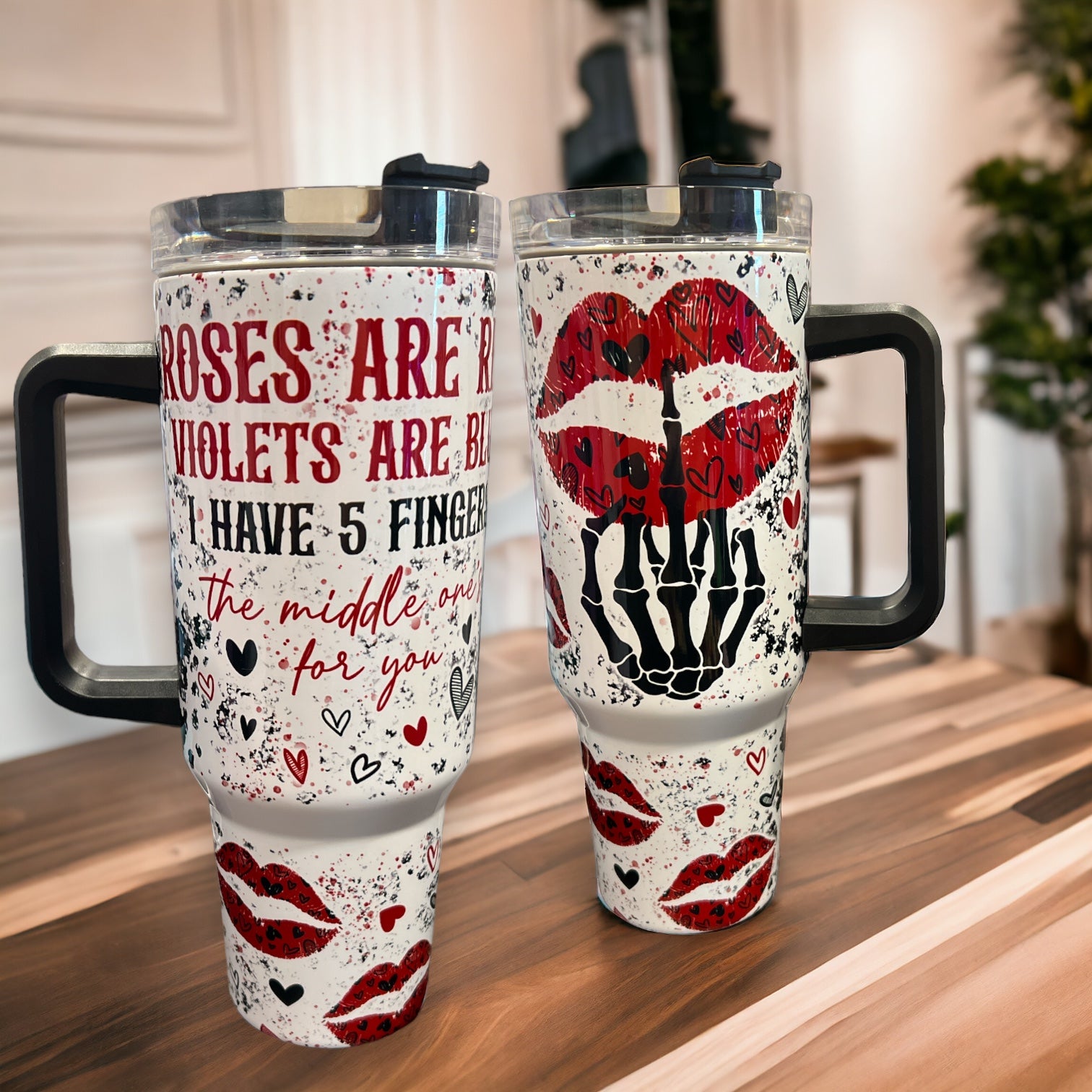Valentines Roses Custom Stanley Quencher 40oz Stainless Steel Tumbler