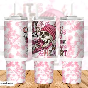 Valentines Skull Custom Stanley Quencher 40oz Stainless Steel Tumbler With Handle