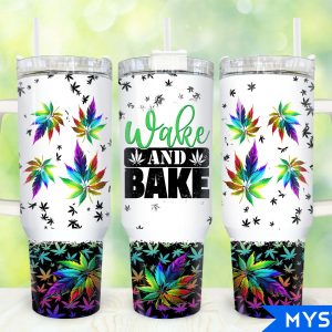 Wake and Bake Custom Stanley Quencher 40oz Stainless Steel Tumbler With Handle