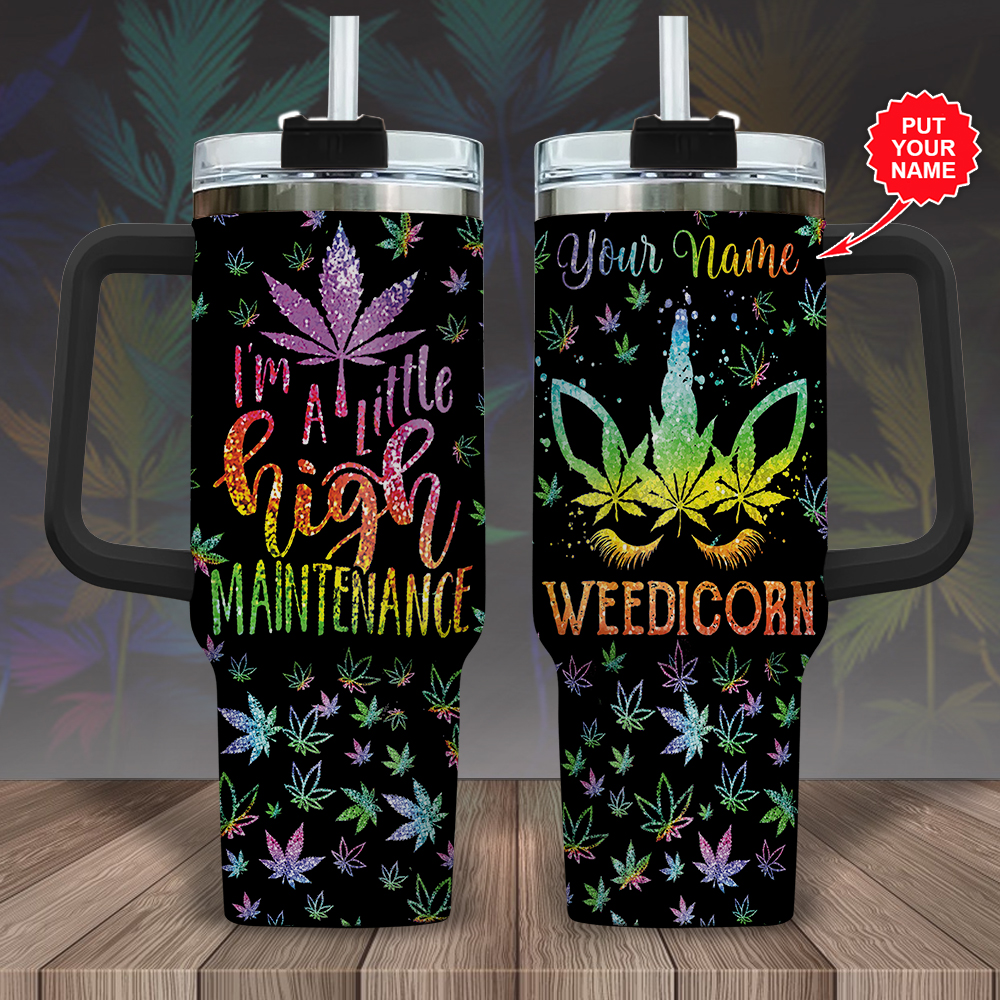Weed Custom Stanley Quencher 40oz Stainless Steel Tumbler With Handle