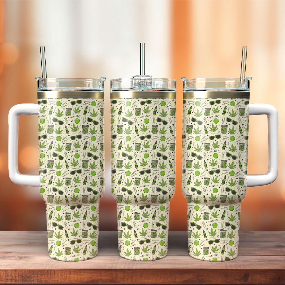 Weed Custom Stanley Quencher 40oz Stainless Steel Tumbler With Handle