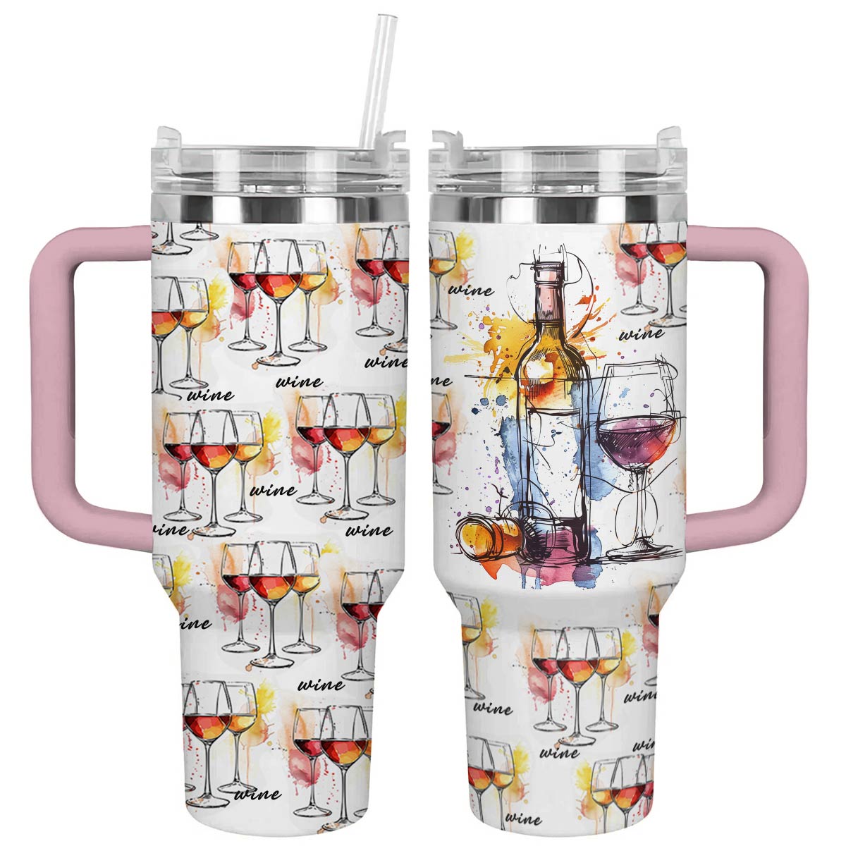 Wine Custom Stanley Quencher 40oz Stainless Steel Tumbler With Handle