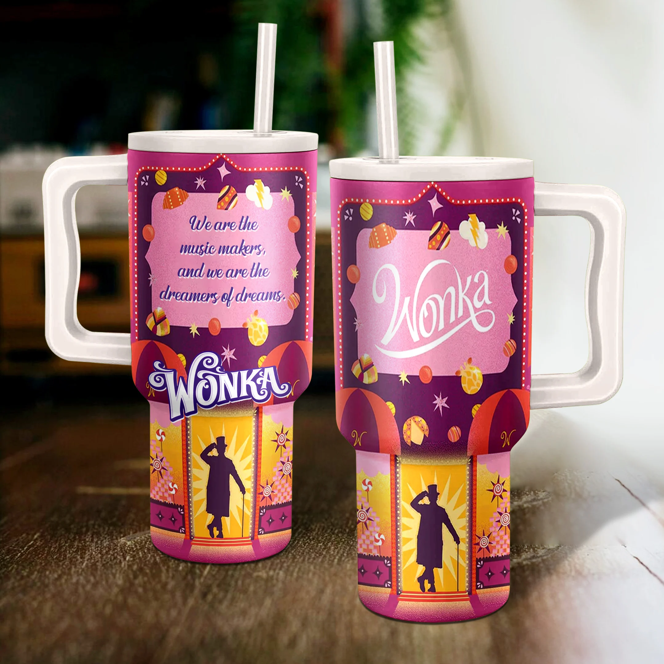 Wonka Custom Stanley Quencher 40oz Stainless Steel Tumbler With Handle