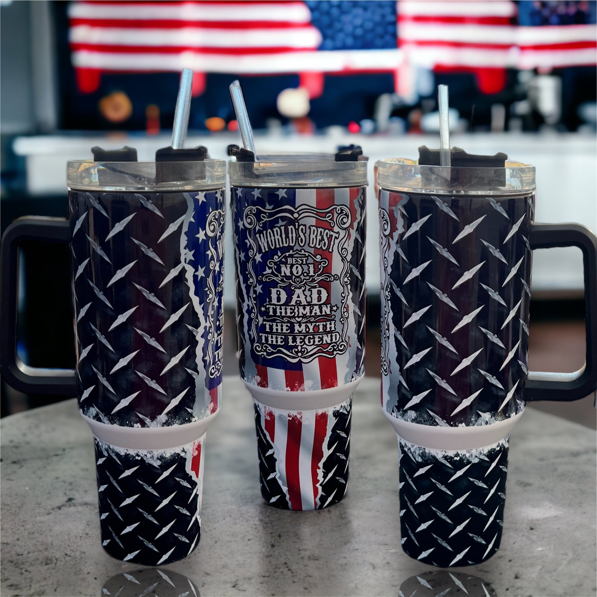 Worlds Greatest Dad Custom Stanley Quencher 40oz Stainless Steel Tumbler