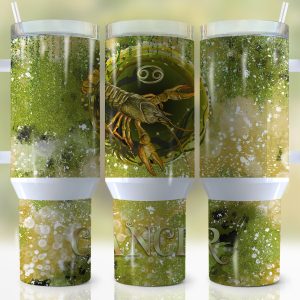 Zodiac Sign Cancer Custom Stanley Quencher 40oz Stainless Steel Tumbler With Handle