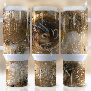 Zodiac Sign Capricorn Custom Stanley Quencher 40oz Stainless Steel Tumbler With Handle