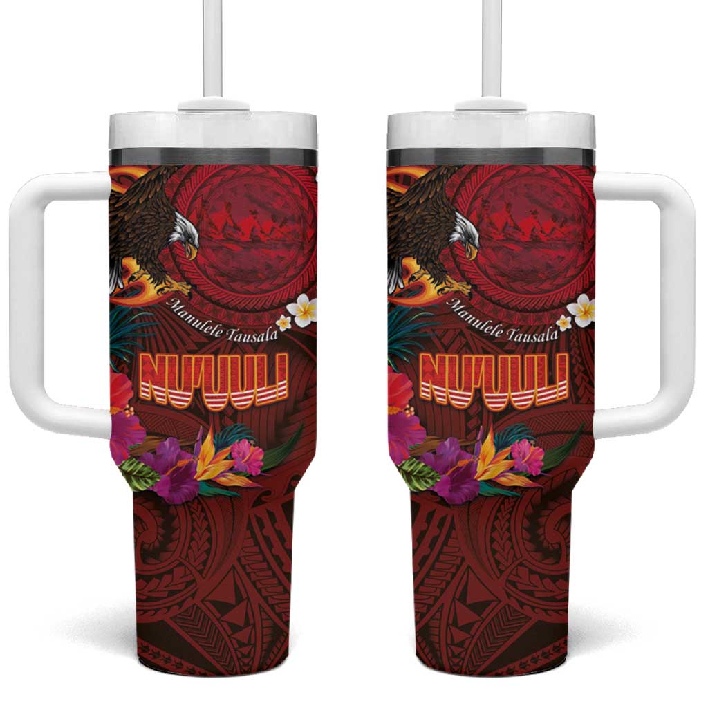 American Samoa Manulele Tausala Nu'uuli Custom Stanley Quencher 40oz Stainless Steel Tumbler With Handle