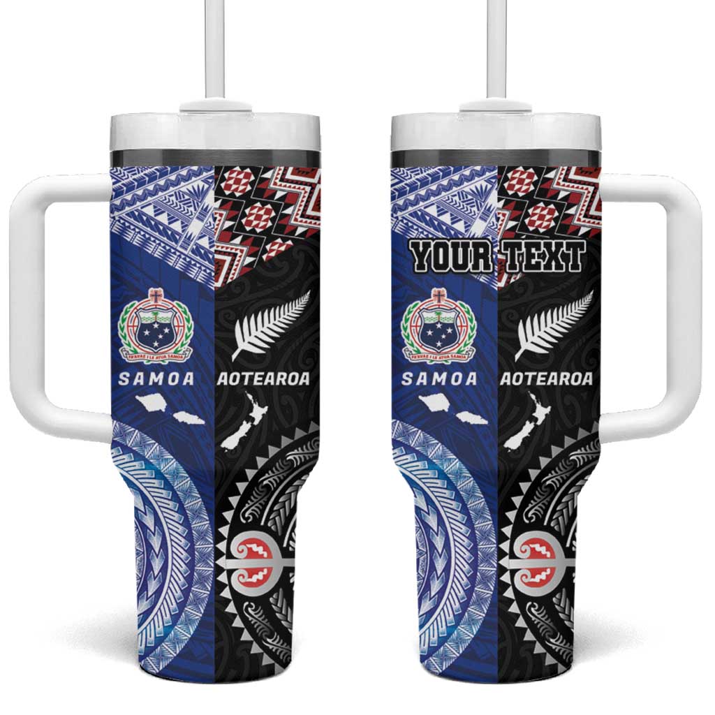 Aotearoa and Samoa Together Custom Stanley Quencher 40oz Stainless Steel Tumbler With Handle