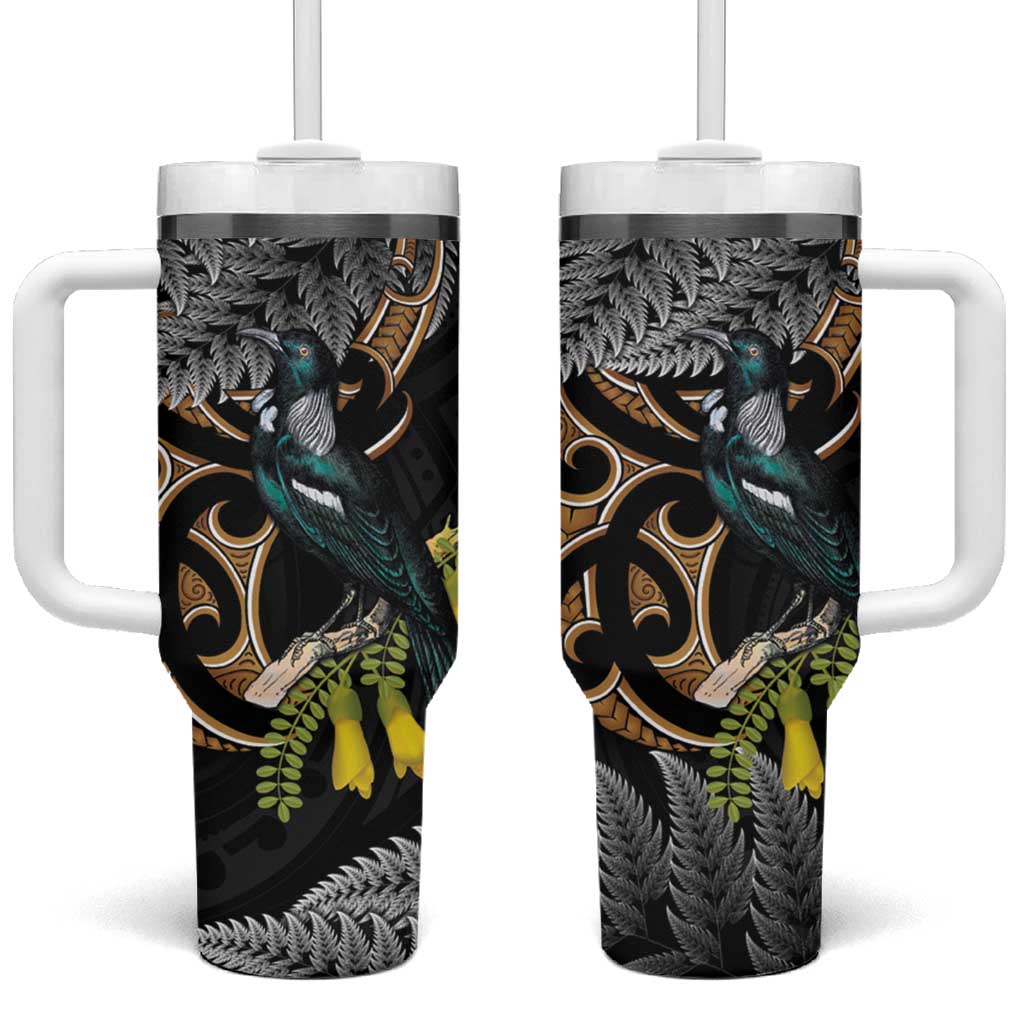 Aotearoa Kowhai Tui Bird Custom Stanley Quencher 40oz Stainless Steel Tumbler With Handle