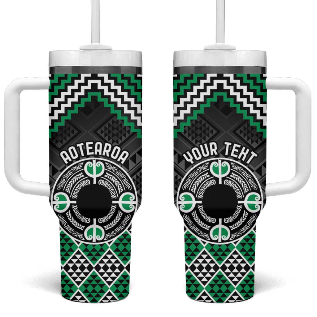 Aotearoa Niho Taniwha Motif Custom Stanley Quencher 40oz Stainless Steel Tumbler With Handle
