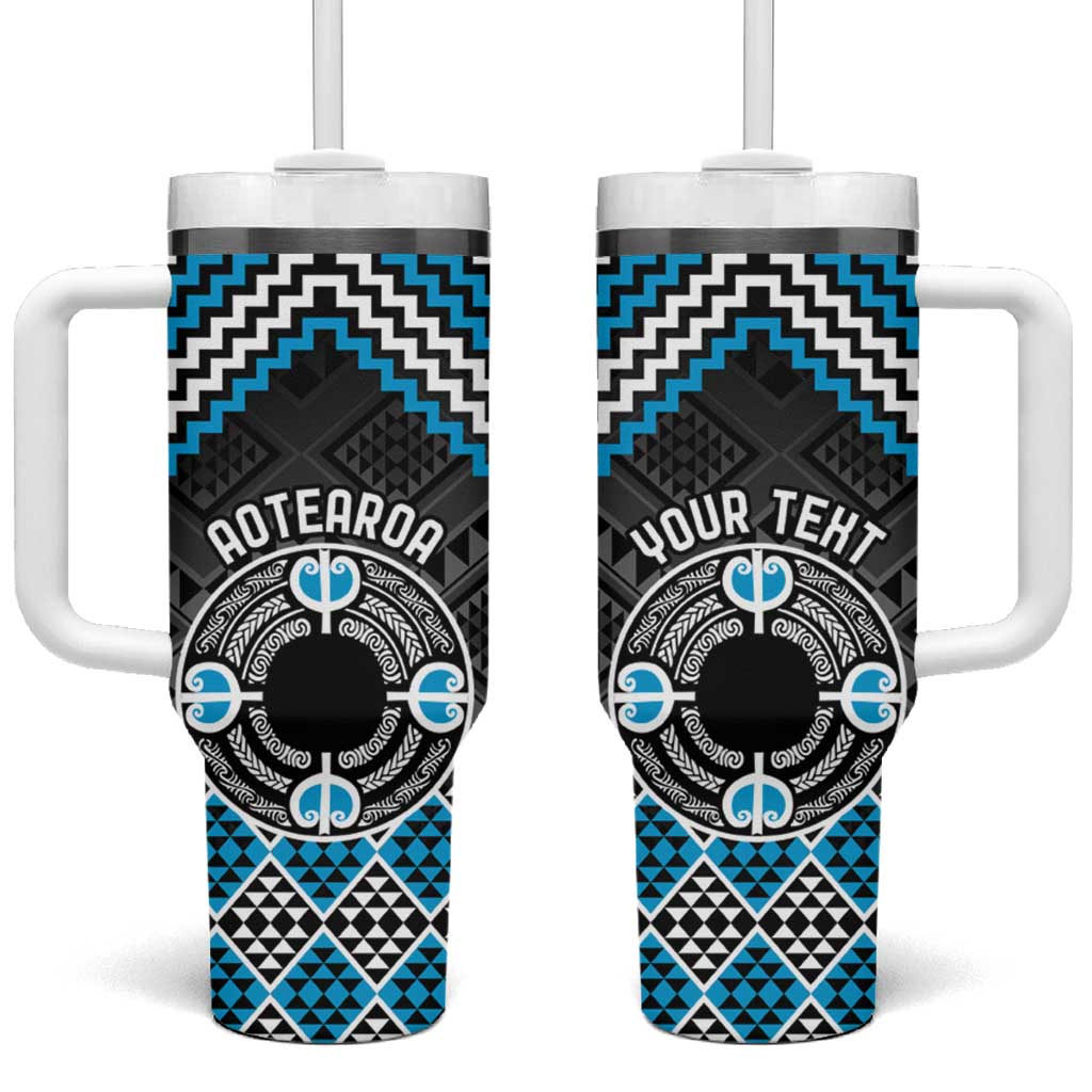 Aotearoa Niho Taniwha Motif Custom Stanley Quencher 40oz Stainless Steel Tumbler With Handle