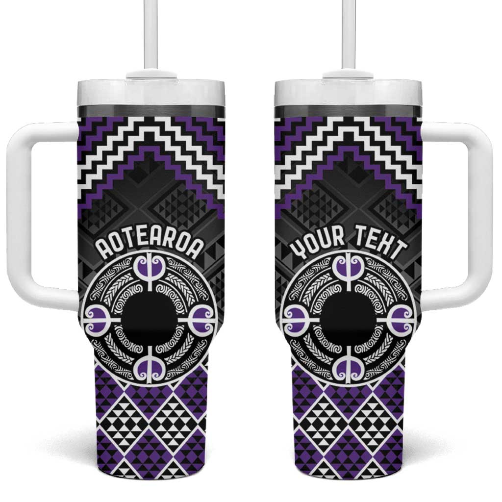 Aotearoa Niho Taniwha Motif Custom Stanley Quencher 40oz Stainless Steel Tumbler With Handle