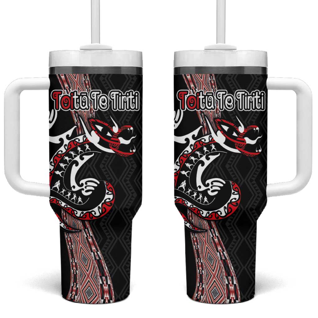 Aotearoa Toitu Te Tiriti Taniko Custom Stanley Quencher 40oz Stainless Steel Tumbler With Handle