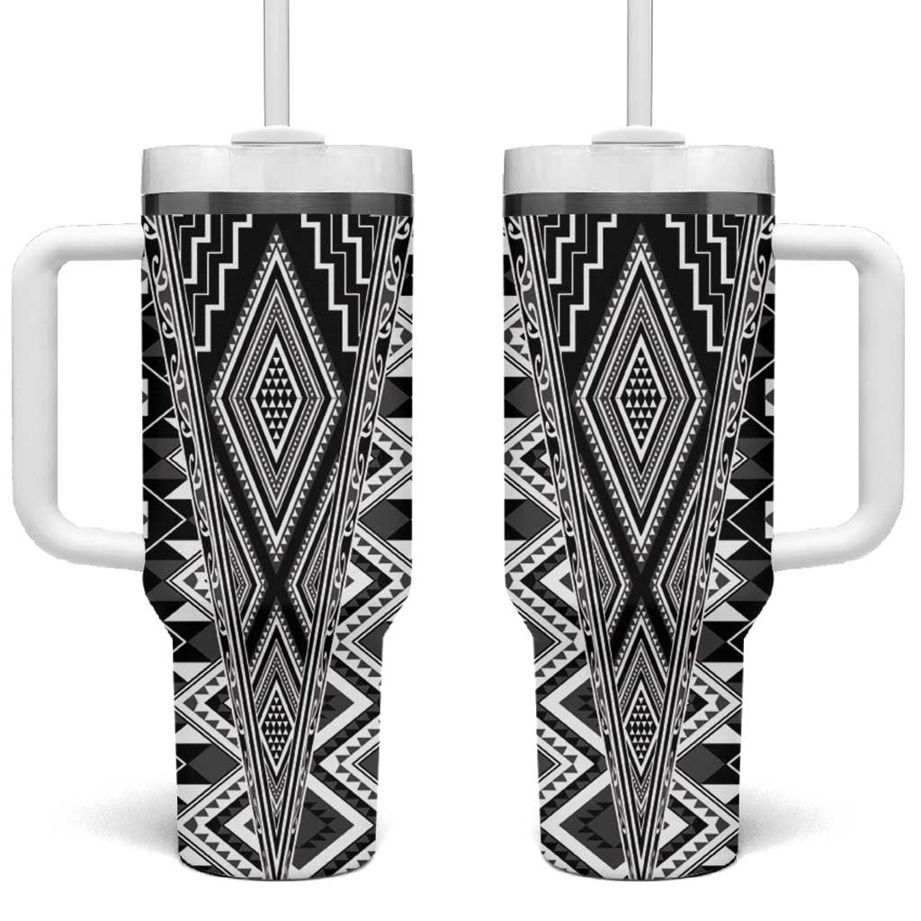 Aotearoa Tukutuku and Poutama Motif Custom Stanley Quencher 40oz Stainless Steel Tumbler With Handle