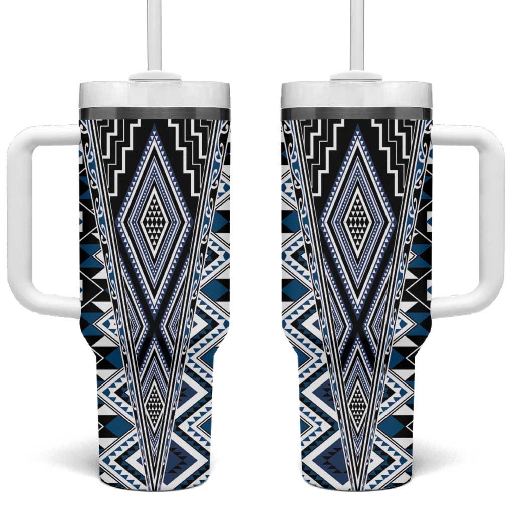 Aotearoa Tukutuku and Poutama Motif Custom Stanley Quencher 40oz Stainless Steel Tumbler With Handle