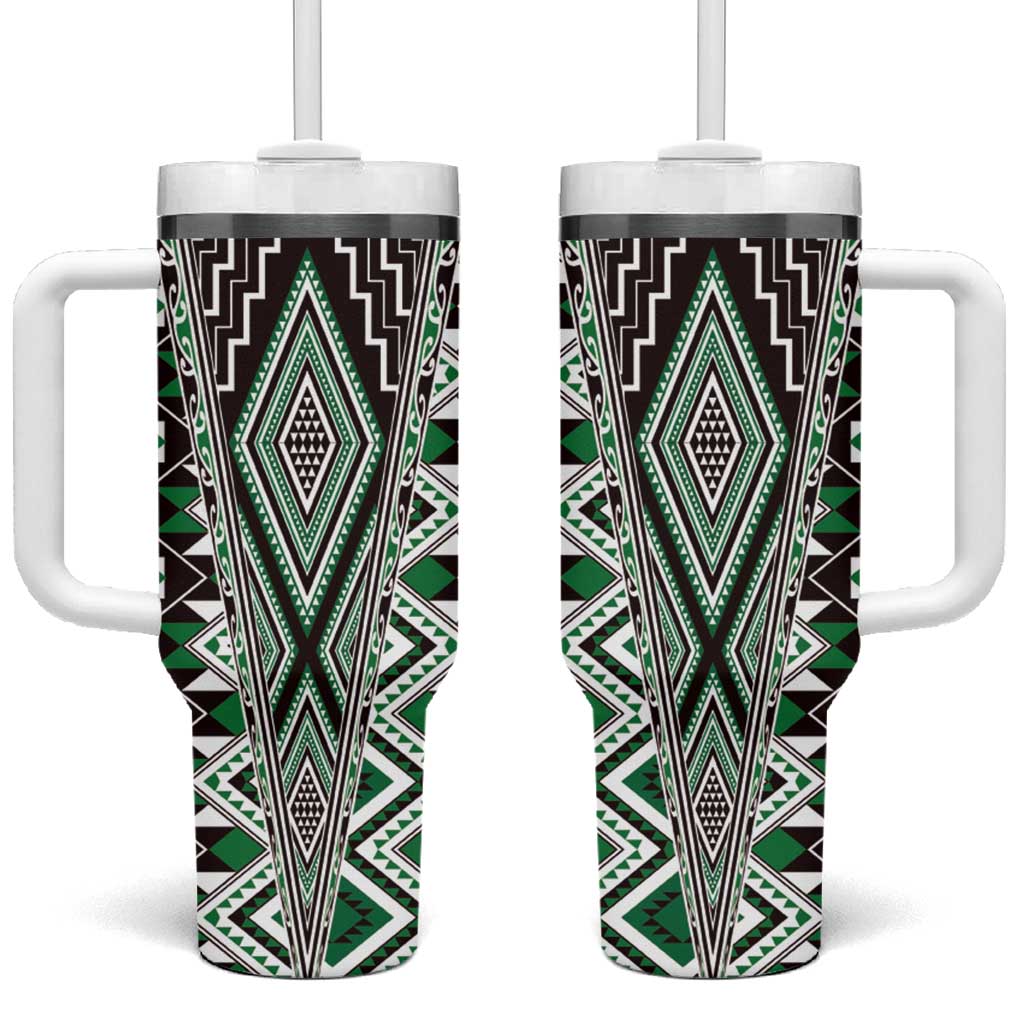 Aotearoa Tukutuku and Poutama Motif Custom Stanley Quencher 40oz Stainless Steel Tumbler With Handle