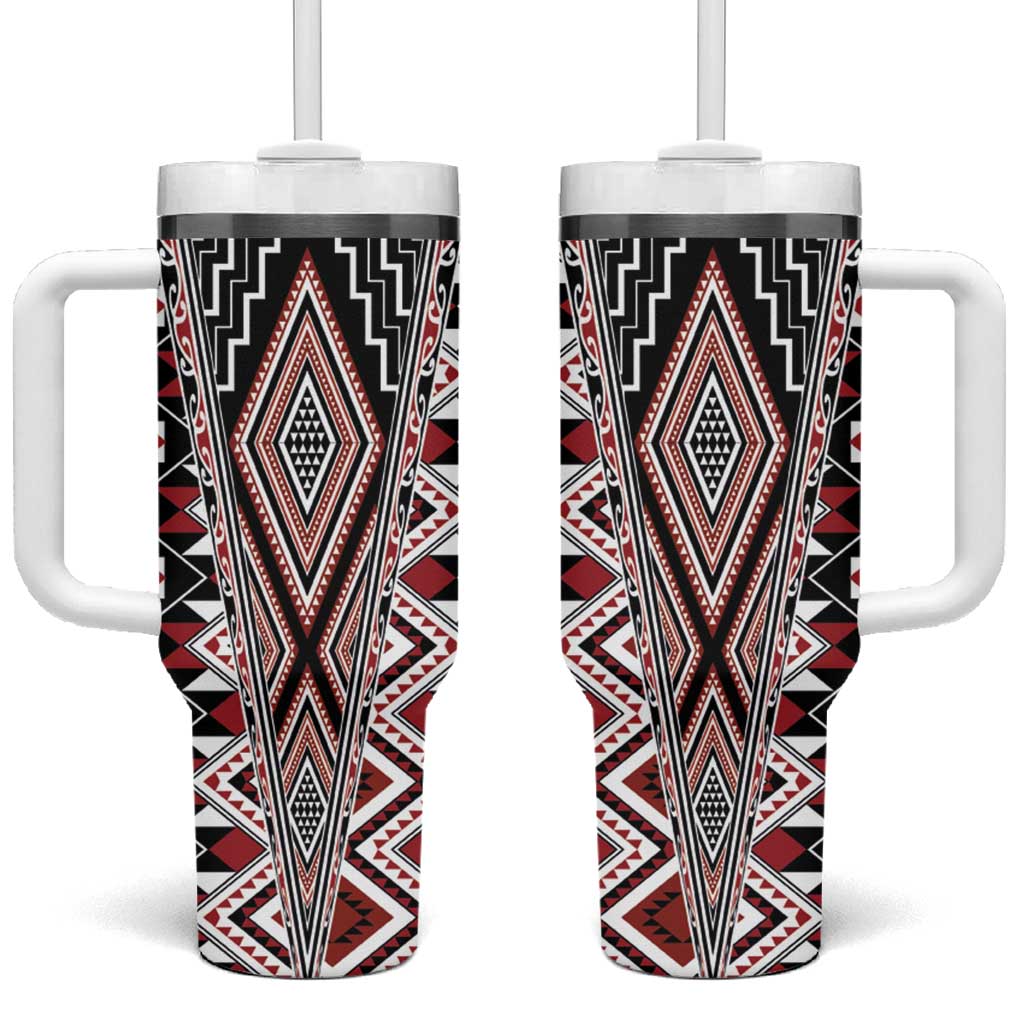 Aotearoa Tukutuku and Poutama Motif Custom Stanley Quencher 40oz Stainless Steel Tumbler With Handle