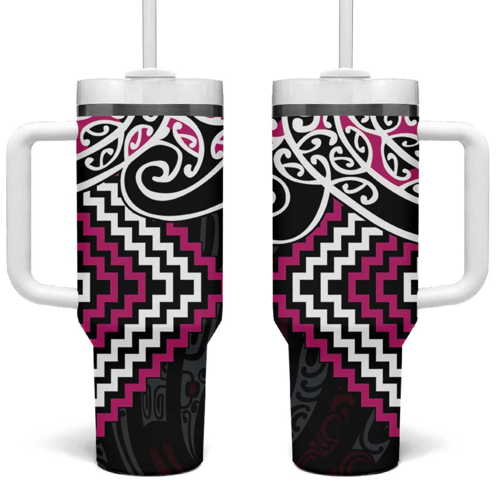 Aotearoa Tukutuku Manawa Tapu Custom Stanley Quencher 40oz Stainless Steel Tumbler With Handle