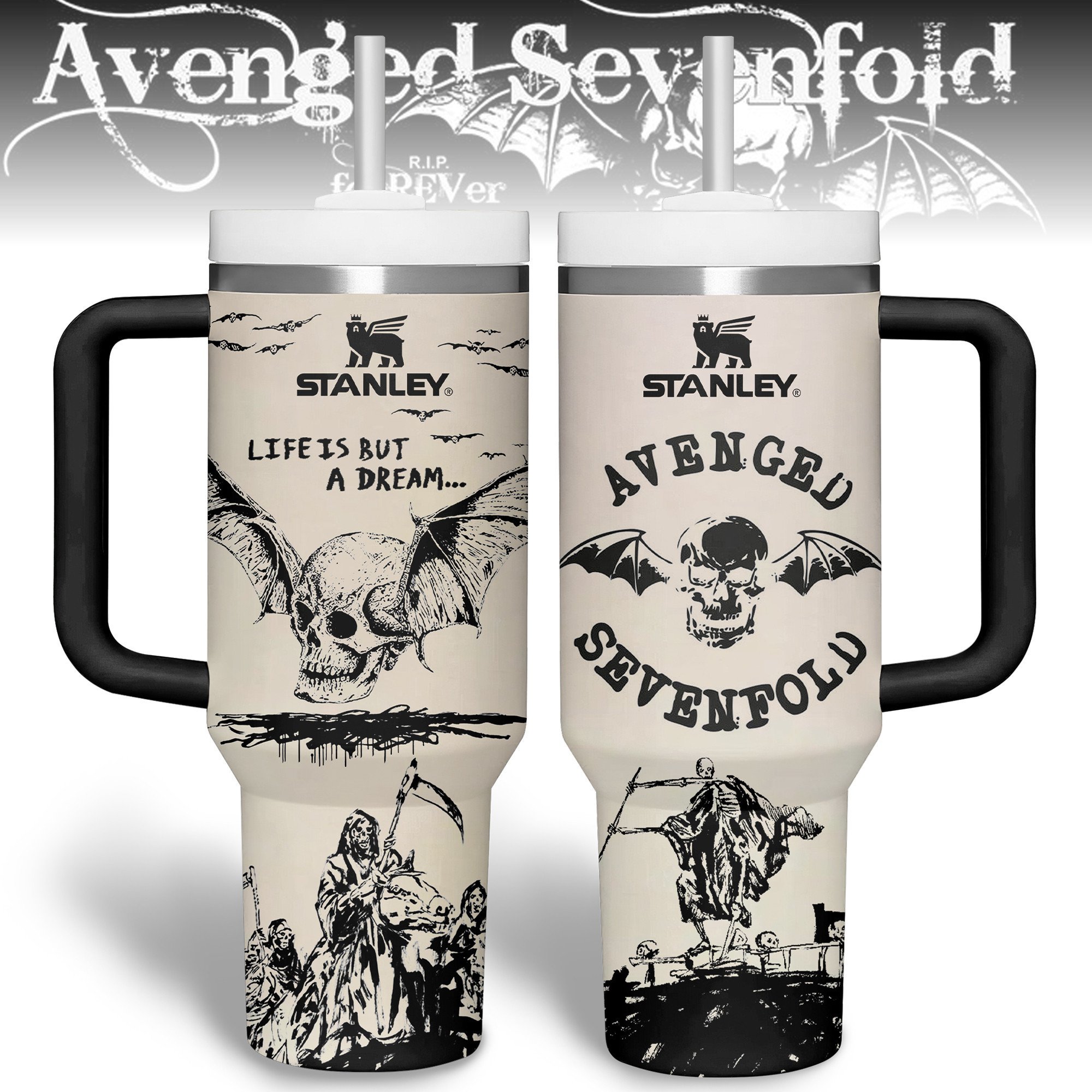 Avenged Sevenfold Music Custom Stanley Quencher 40oz Stainless Steel Tumbler With Handle